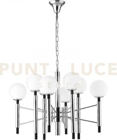 Lampadario a sospensione hammond cromo e nera 8 luci attacco e14 83...