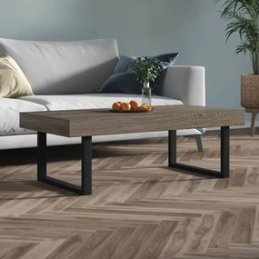 Tavolino Da Salotto Grigio E Nero 120x60x40 Cm İn Mdf E Ferro /