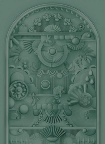 Moooi for Arte Carta da parati panoramica Greenhouse Gathering Arch - Forest Green