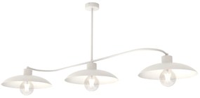Lampadario Industrial 3 Luci Sekhmet In Acciaio Bianco E Diffusori A Cupola