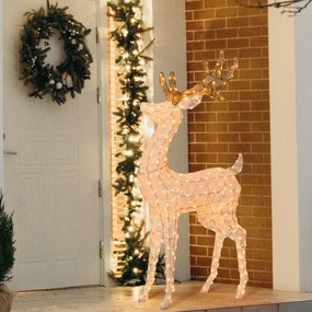Figura natalizia illuminata natalizia bianca LED 380 lampadine bianco caldo H 160 cm