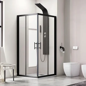 Kamalu - Box doccia 130x100cm finitura nera mat modello KF1000B