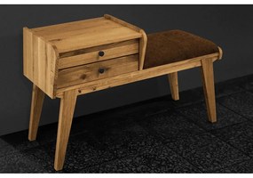 Panca con cassetti in legno di quercia con seduta arancione Retro - The Beds