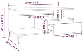 Tavolino da Salotto Rovere Sonoma 90x49x45 cm Legno Multistrato