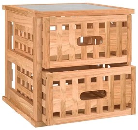 Comodini 2 pz 34x34x34 cm in legno massello di noce