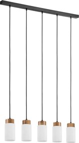 Lampadario a cavo MARKUS 5xE27/15W/230V nero/rovere