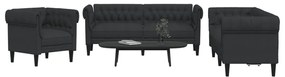 Set D Divani 3 Pz Nero İn Tessuto /