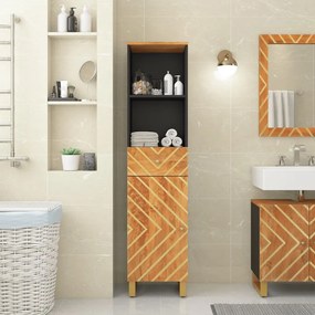 Mobile Da Bagno Marrone E Nero 38x33,5x160 Cm İn Legno Di Mango /