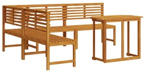 Set da pranzo da giardino in legno di acacia 4 pezzi