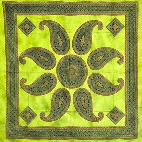 Granfoulard Copritutto in Puro Cotone con frange Sole Orientale 210x240 cm  Colore Lime