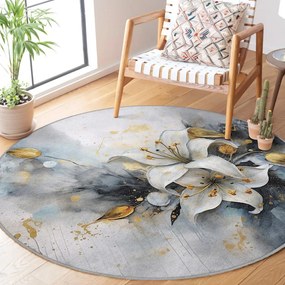 Tappeto rotondo blu/grigio lavabile ø 120 cm Golden Lilly – Mila Home