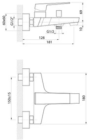 Aqualine - Rubinetto vasca da bagno RITMO cromo lucido