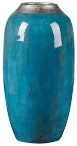Terracotta Vaso decorativo 42 Blu Argento MILETUS Beliani