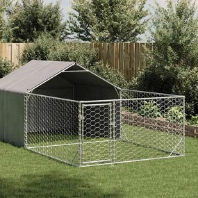 Cuccia Per Cani Da Esterno Con Recinto 5x2x1,5m Acciaio Zincato /