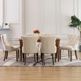 Sedie Da Pranzo 6 Pz Beige İn Tessuto /