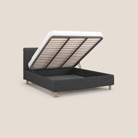 Serena letto contenitore salvaspazio scandinavo in tessuto fiammato impermeabile T03 grigio