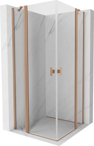 Mexen Mist Duo cabina doccia a battente 70 x 70 cm, trasparente, rame spazzolato - 8A4-070-070-65-00