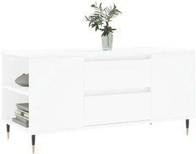Tavolino da salotto bianco 102x44,5x50 cm in legno multistrato