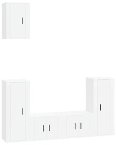 Set di mobili porta tv 5 pz bianco lucido in legno multistrato