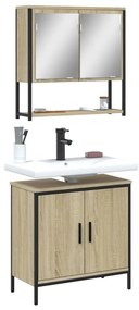 Set mobili da bagno 2 pz rovere sonoma in legno multistrato