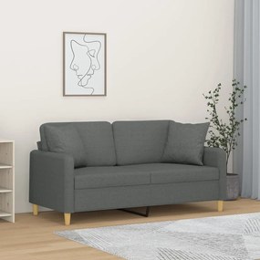 Divano A 2 Posti Con Cuscini Grigio Scuro 140 Cm İn Tessuto /