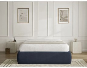 Letto matrimoniale imbottito blu scuro con contenitore/senza testiera con rete inclusa 180x200 cm Inera – Bobochic Paris