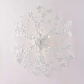 Bonetti Illumina Plafoniera in ferro laccato bianco con decorazione effetto shabby chic e strass in cristallo 6 luci