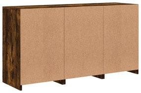 Credenza con Luci LED Rovere Fumo 123x37x67 cm