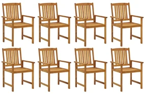 Sedie da giardino con cuscini 8 pz in legno massello di acacia