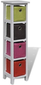 Mobiletto Con Cestini Multicolori İn Legno Di Paulownia /