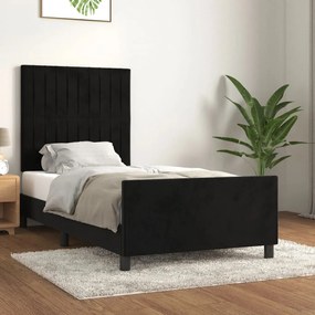 Giroletto Con Testiera Nero 90x200 Cm İn Velluto /