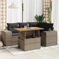 Set Divano da Giardino 5 pz con Cuscini Grigio in Polyrattan 3327371