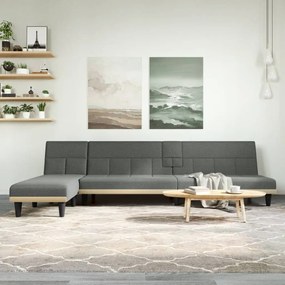 Divano Letto A L Grigio Scuro 255x140x70 Cm İn Tessuto /