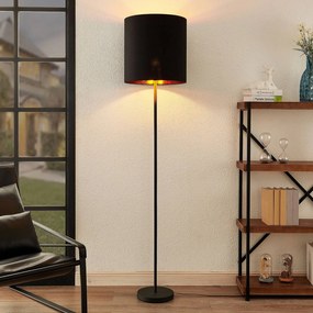 Lampada da terra Nymar Lindby, Nero, Soggiorno / Sala da pranzo, Tessuto / Stoffa / Seta, Moderno, Lampada da terra