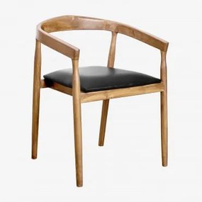 Confezione da 4 sedie da pranzo in pelle Visby Nero - Sklum