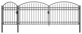 Cancello Da Giardino Ad Arco İn Acciaio 1,75x5 M Nero /
