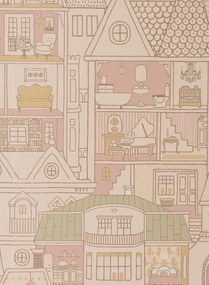 Majvillan Carta da parati Dollhouse - Sunny Pink