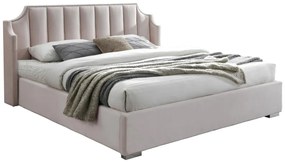 Letto matrimoniale 160 x 200 cm con testata curva - Velluto - Rosa - TEOMIS