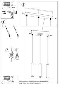 Lampadario a sospensione con filo LUVO 3xGU10/40W/230V