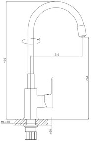 Aqualine - Rubinetto per lavello con braccio flessible LORE opaco nero