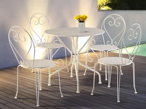 Tavolo da giardino in metallo effetto ferro battuto Bianco - GUERMANTES