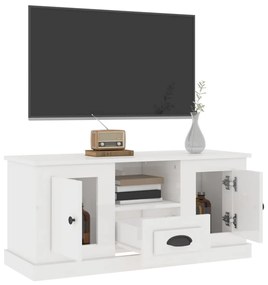 Mobile porta tv bianco lucido 100x35,5x45 cm legno multistrato