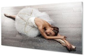 Quadro in vetro Ballerina donna in abito bianco 100x50 cm