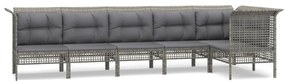 Set divani da giardino 6 pz con cuscini in polyrattan grigio