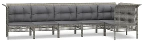 Set divani da giardino 6 pz con cuscini in polyrattan grigio