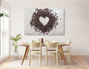 Quadro su tela – Cuore di chicchi di caffè