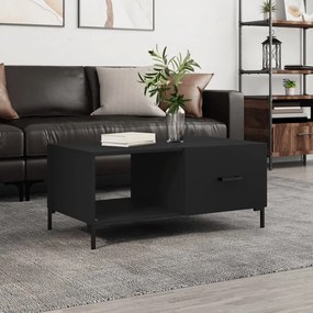 Tavolino Da Salotto Nero 90x50x40 Cm İn Legno Multistrato /