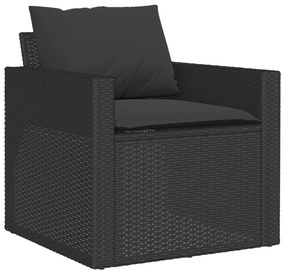 Set divano da giardino 6 pz con cuscini nero in polyrattan