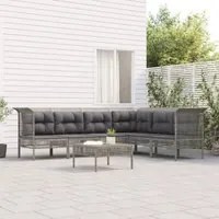 Set Divani da Giardino 7 pz con Cuscini in Polyrattan Grigiocod mxl 104232