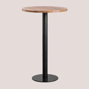 Tavolo alto rotondo da bar in legno di acacia Macchiato Ø70 cm - Sklum